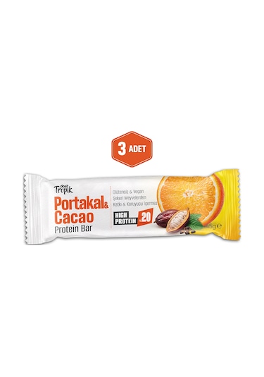 Portakal Ve Kakao Aromalı Protein Bar 45 G Protein İçeren Atıştırmalık Ve Sporcu Barı 3 Adet