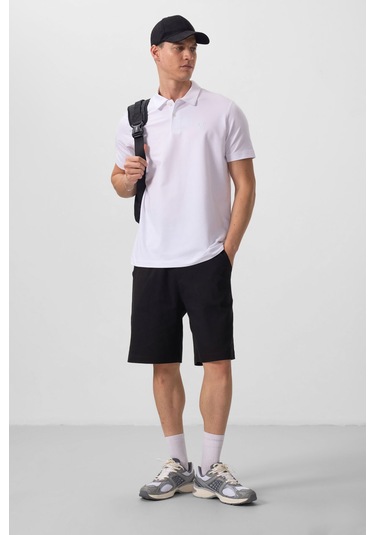 Tommy Life Beyaz Basic Göğüs Logolu Standart Kalıp Triko Polo Yaka Erkek T-shirt - 87768 Beyaz