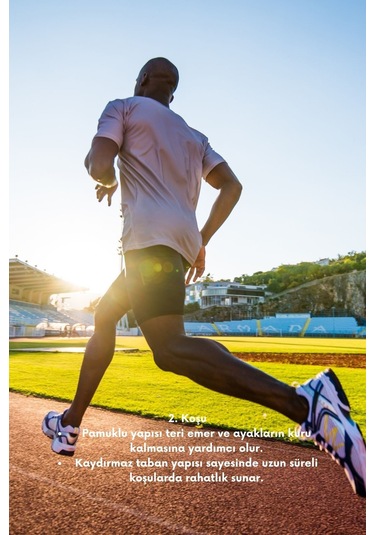 Ghassy Co. 3'lü Erkek Kaydırmaz Tabanlı Futbol Koşu Fitness Pamuklu Spor Çorabı Black