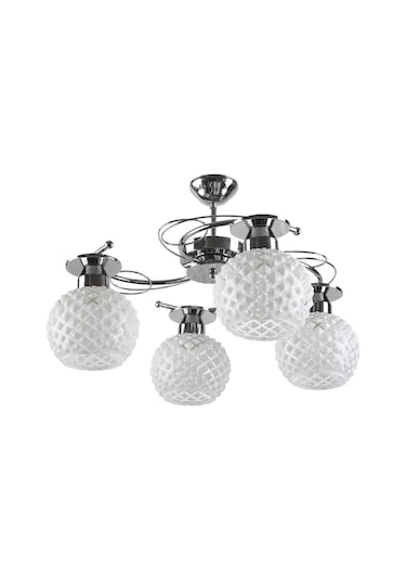 Rys Modern Krom 4 Lü Spor Dekoratif Camlı Tavan Sarkıt Avize