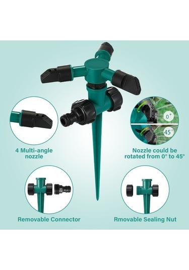Garfans 2pcs 360 Dönen Çim Yağmurlama Sistemi Otomatik Bahçe Su Sulama Yard Outdoor 7870 Diğer