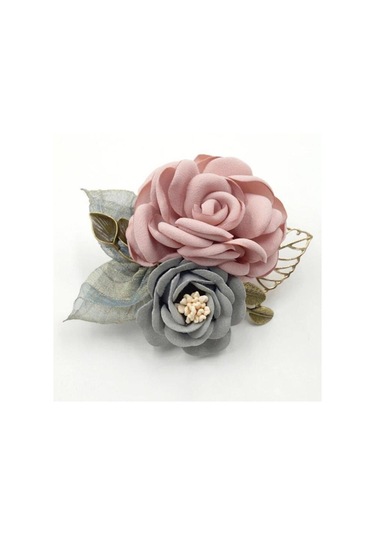 Homyl Kore Tarzı Gül Çiçek Şal Broş Pin Damat Gelin Korsaj Pembe-sandık Çok Renkli