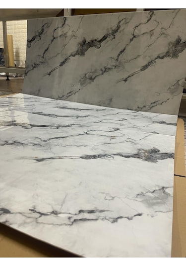 10 Adet 60x30 Gri Beyaz Mermer Desenli Kendinden Yapışkanlı Duvar Paneli