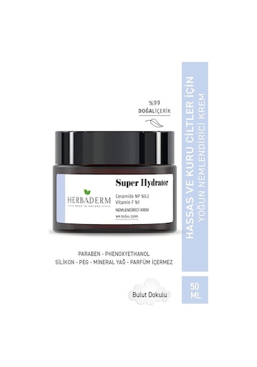 Herbaderm Super Hydrator Cilt Bariyerini Güçlendirici ve Onarıcı Yoğun Nemlendirici Krem 50 ML