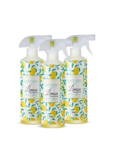 Green Lora 80 Derece Aleo vera ve Gliserinli Limon Kolonyası 16 Oz 473 ML x 3