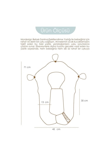 Mordesign 2'si 1 Arada Bebek Sarılma Ve Şekillendirme Yastığı, Düz Kafa Yastığı,pamuklu,uyku Yastığı Pudra Zg10194-7