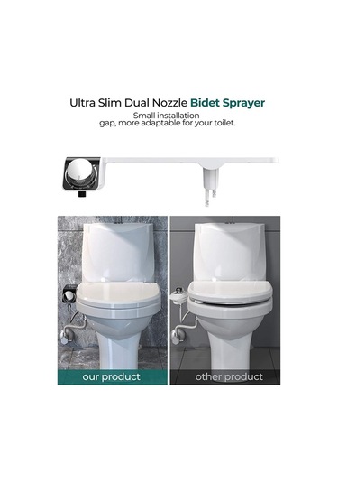 Bide Ultra İnce Tuvalet Çift Nozul Spiral Ayarlanabilir Hortumlu, C