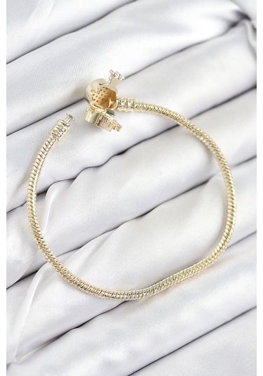 Pirinç Charm Zirkon Taşlı Taç Model Gold Renk Kadın Bileklik - Tj-bb7808 Gümüş