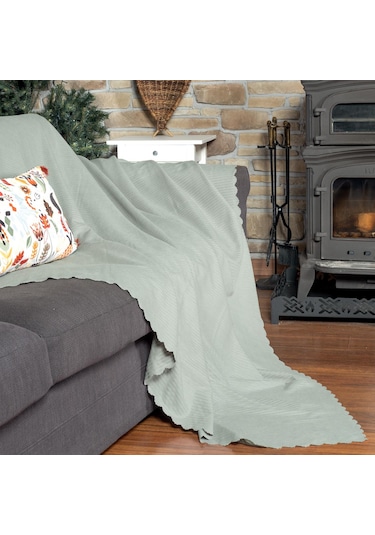 Mikrofiber Şönil Fitilli Minimalist Tekli Koltuk Örtüsü - 110x175 Cm,2 Adet Çift Taraflı, Kaymaz, Terletmez A.gri Gri