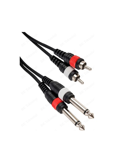 2x 6.35 mm 1/4 Erkek Jack to 2x RCA Erkek Ses Kablosu 3 Metre