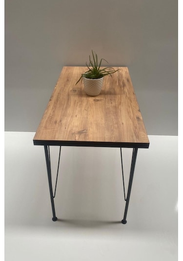 Demo Tanraf Atlantik Çam Mutfak Masası 120X70 Cm Ebat Metal Ayaklı