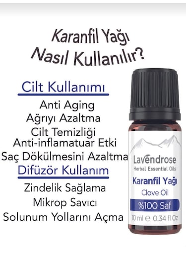 Lavendrose Karanfil Yağı %100 Saf- Bitkisel Aromaterapi