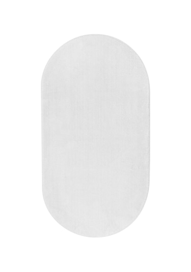 Dijidekor Beyaz Oval Post Dokuma Halı Peluş Yumuşacık Kaymaz ...