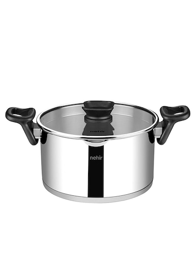 Nehir Napoli 24 Cm Paslanmaz Çelik Süzgeç Kapaklı Fonksiyonel Derin Tencere