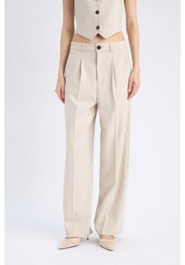 DeFacto Wide Leg Pensli Klasik Palazzo Pantolon Geniş Bol Paça Basic Düz Uzun Boy Yüksek Bel Cepli C2020AX25SPBG757