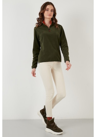 Lela Slim Fit Yumuşak Dokulu Anti-Pilling Tüylenme Yapmayan Yarım Fermuarlı Bayan Polar 5907000 Haki Lela Slim Fit Yumuşak Dokulu Anti-Pilling Tüylenme Yapmayan Yarım Fermuarlı Bayan Polar 5907000 Haki