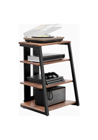 Fitueyes Ayarlanabilir Hifi Raf, Ahşap Ve Çelik Pikap Masası, 4 Raflı Kompakt Sistem Tv Ünitesi Kahverengi Fitueyes Ayarlanabilir Hifi Raf, Ahşap Ve Çelik Pikap Masası, 4 Raflı Kompakt Sistem Tv Ünitesi Kahverengi