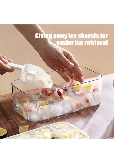 Moveevo 32 Adet Buz Küpü Kalıbı Seti, Basılı Çıkarma Kapağı Ve Depo Kutusu İle Kova, Lezzetli İçecekler İçin Pratik Buz Depolama Sistemi Çok Renkli