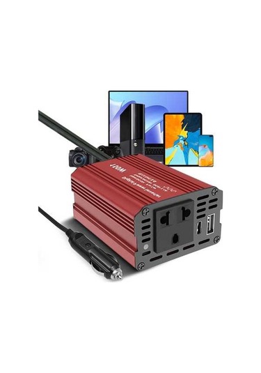 Ulzyvf 150w Araç İnvertörü - 12v/220v Çevirici, Usb & Type-c Çift Portlu, Seyahat Ve Acil Şarj