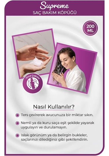 Supreme Saç Köpük 200 Ml - Nemlendirme - Mrfs