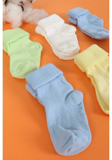 %100 Pamuklu 6'lı Yenidoğan Bebek Çorap Mavi
