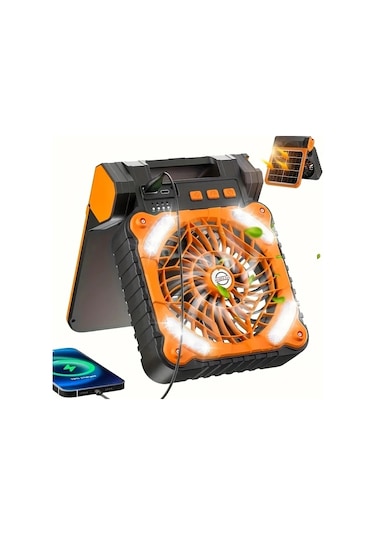 Motion003 Siyah Ev Gunes Elektrikli Fan Dijital Ekran Cep Telefonu Sarj Kamp Aydinlatma Buyuk Kapasiteli Pil Omu