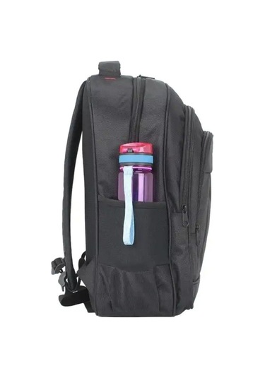 Büyük Boy 17 İnç Laptop Bölmeli Sırt Çantası Darbe Emici Koruma Su Geçirmez Kumaş Siyah