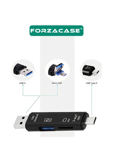 Forzacase FC983 5in1 Usb Micro Sd/ Tf Usb 3.0 Type-c Micro Usb Kart Okuyucu
