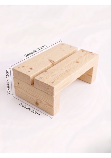 Nest Woodtr Doğal Ahşap Tek Katlı Basamak Tabure Yükseltici 30x25x15cm 1adet