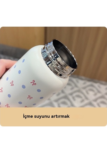 Aurora Paslanmazçelik Yüksek Degerli Büyük Kapasiteli Sevimli Termos Bardak Açık Mavi