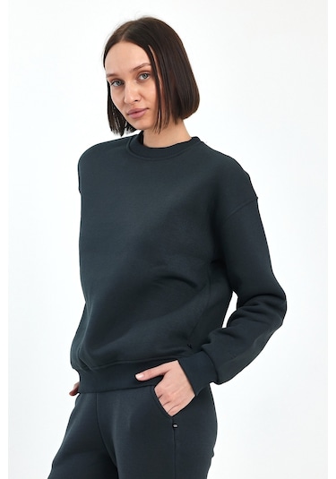 Odda Bisiklet Yaka Sweatshirt Füme
