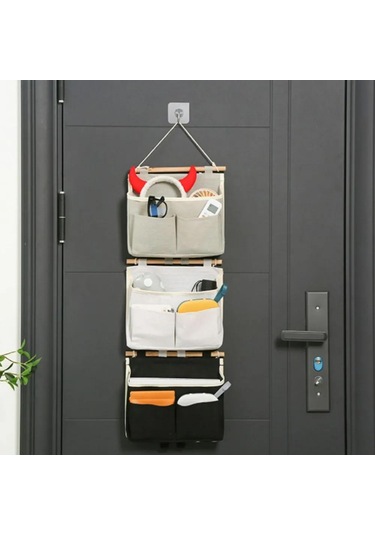 Youmex Beyaz Organik Kumaş Duvarlı Organizatör - Küçük Eşyalar İçin Hafif, Katlanabilir Dolap/odalar Depolama Çantası Gri