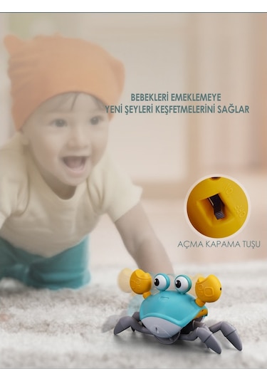 Seher Şarjlı Müzikli Hareketli Oyuncak Yengeç Yürüme Yardımcısı Otomatik Sensörlü