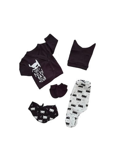 Erkek Bebek 5 Parça Batman Hastane Çıkışı Seti 5445 Siyah