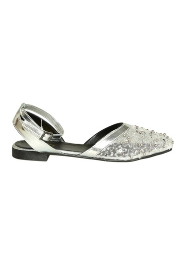 Fox Shoes U726544115 Gümüş File Kadın Babet Gümüş-file