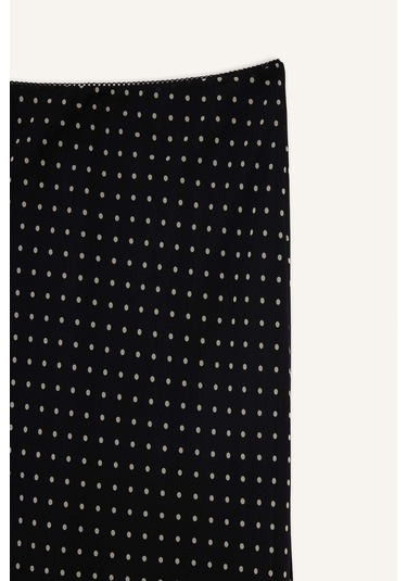 Defacto Kalem Puantiye Normal Bel Astarlı Şifon Maxi Etek F9420ax25aubk81 Siyah