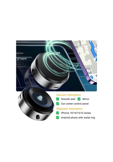 Yifomall X8q Gümüş Otomobil Telefon Tutucu: 360 Dönebilen Çift Yönlü Vakum Süngeri, Zincirleme Ve Abs Malzeme, Sağlıklı Sürüş İçin Elini Serbest Bırakır