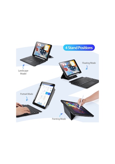 iPad Uyumlu Air 10,5 İnç Bluetooth Klavyeler Manyetik Ayrılabilir Tablet Standı Kılıf