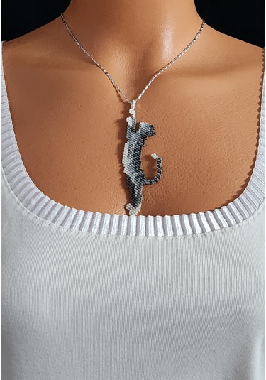 Harmel Jewelry Miyuki Gri Kedi Kolye Gri