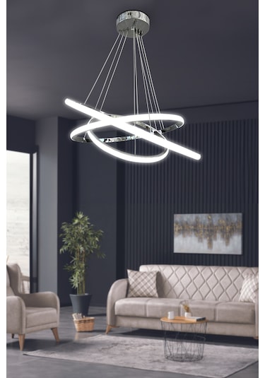 3'lü Çember Led Avize - - Kumandalı / Siyah Siyah