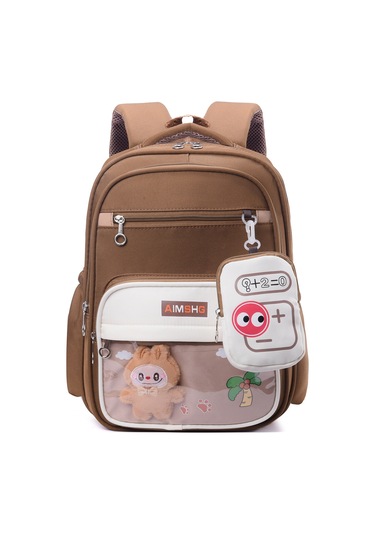 Oxford Bez İlköğretim Okulu Okul Çantası Yeni Büyük Kapasiteli Hafif Seyahat Çocuk Sırt Çantası kahverengi