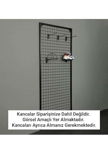 Rafburada Sık Telli Tel Raf - Tel Pano Stand, Duvar Askılığı 120x120 cm