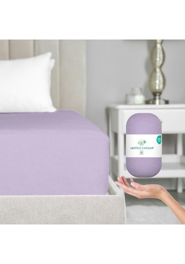 Home Eco Lastikli Çarşaf %100 Pamuk Tek / Çift Kişilik Ekonomik Serisi Oeko-tex Sertifikalı Mor / Eflatun Mor - Eflatun
