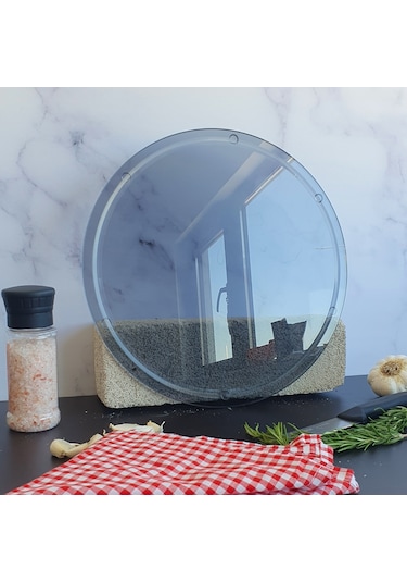 Kanallı Cam Kesme Tablası | Füme Cam  | Çap32cm