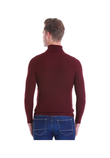 Hatemoğlu Bordo Regular Fit Düz Balıkçı Yaka Triko Yün Kazak Bordo