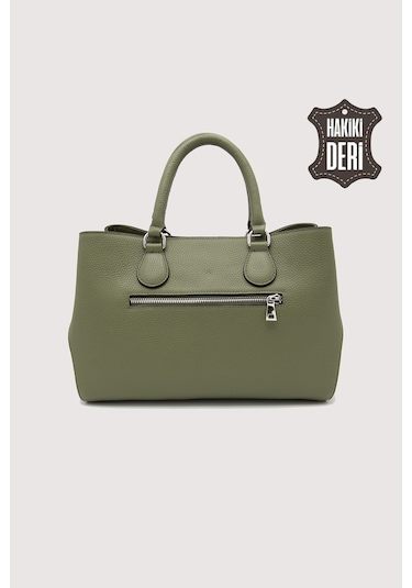 Hakiki Deri Yeşil Kadın Kol Çantası Uzun Askılı Smr7666 Yeşil