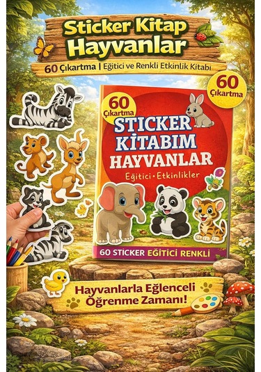 Sticker Kitabım Hayvanlar 60 Renkli Çıkartma İle Eğitici Etkinlik Kitabı