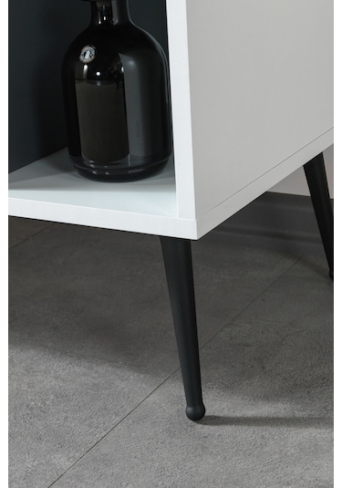 4112 Şile Metal Ayaklı Metal Kulplu 100 Cm Konsol - Tv Ünitesi - Yemek Odası - Kahve Köşesi Beyaz