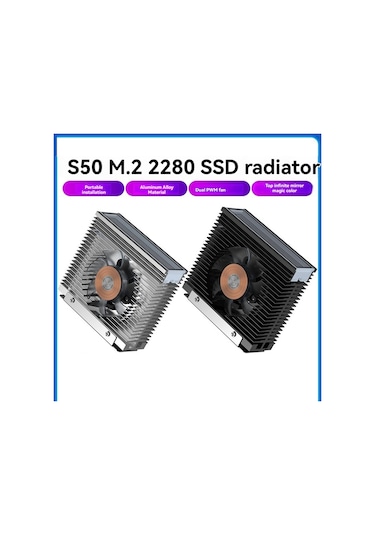 Argb M.2 2280 Ssd Soğutucu 50mm Pwm Çift Fanlı M.2 Ssd Radyatör, B