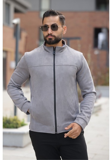 Basic Baharlık Süet Ceket - Sade Ve Şık Stil Gri Süet